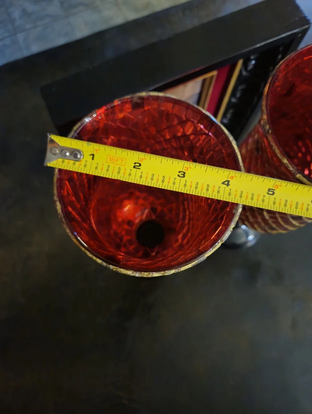 Home Accents Red Mosaic Pedastal Glass Candle Holders - Set of 2
